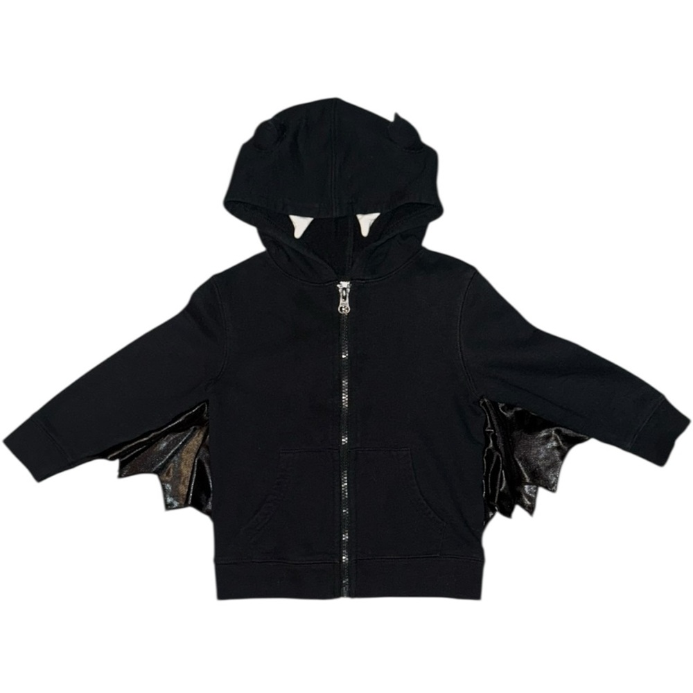 Black Hooded Jacket with Bat Wings